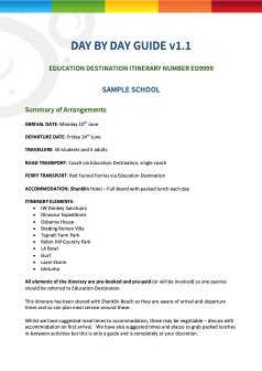 Sample Education Destination Day by Day Guide